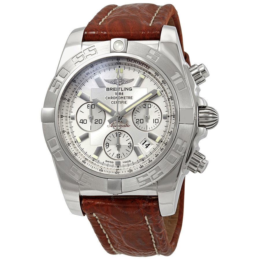 Breitling Chronomat 44 Chronograph Automatic Silver Dial Men's Watch AB011011-G684BRCT