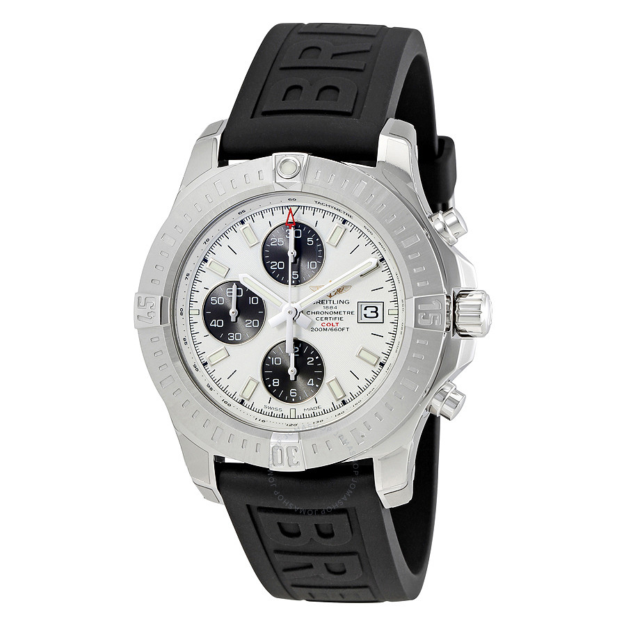 Breitling Colt Chronograph Automatic Silver Dial Black Rubber Men's Watch A1338811/G804BKPT3 A1338811-G804-152S-A20SS.1