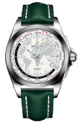 Breitling Galactic Unitime Antarctica White Dial Green Leather Automatic Men's Watch WB3510U0-A777GRLT WB3510U0/A777GRLT
