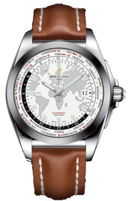 Breitling Galactic Unitime Antarctica White Dial Light Brown Leather Automatic Men's Watch WB3510U0-A777BRLT WB3510U0/A777BRLT