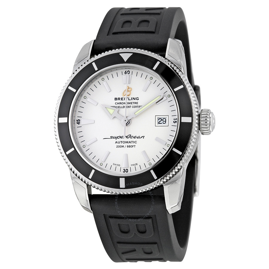 Breitling Superocean Heritage 42 Automatic Silver Dial Black Rubber Men's Watch A1732124-G717-152S-A20SS.1