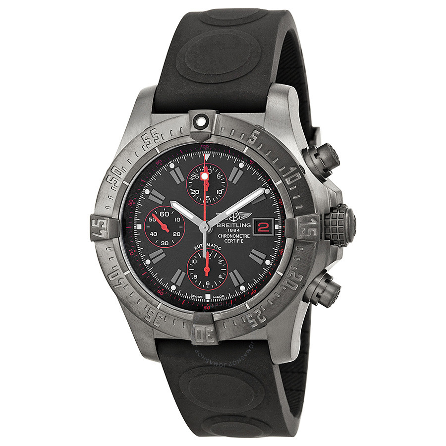 Breitling Avenger Black Dial Chronograph Rubber Men's Watch M133802C-BC73-221S