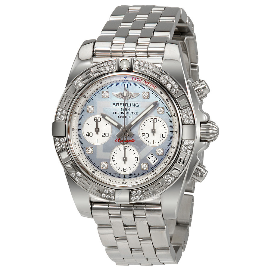 Breitling Chronomat 41 Automatic Mother of Pearl Diamond Dial Men's Watch AB0140AA-G712SS AB0140AA-G712-378A