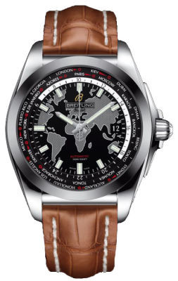 Breitling Galactic Unitime Black Dial Brown Leather Automatic Men's watch WB3510U4-BD94BRCT WB3510U4/BD94BRCT