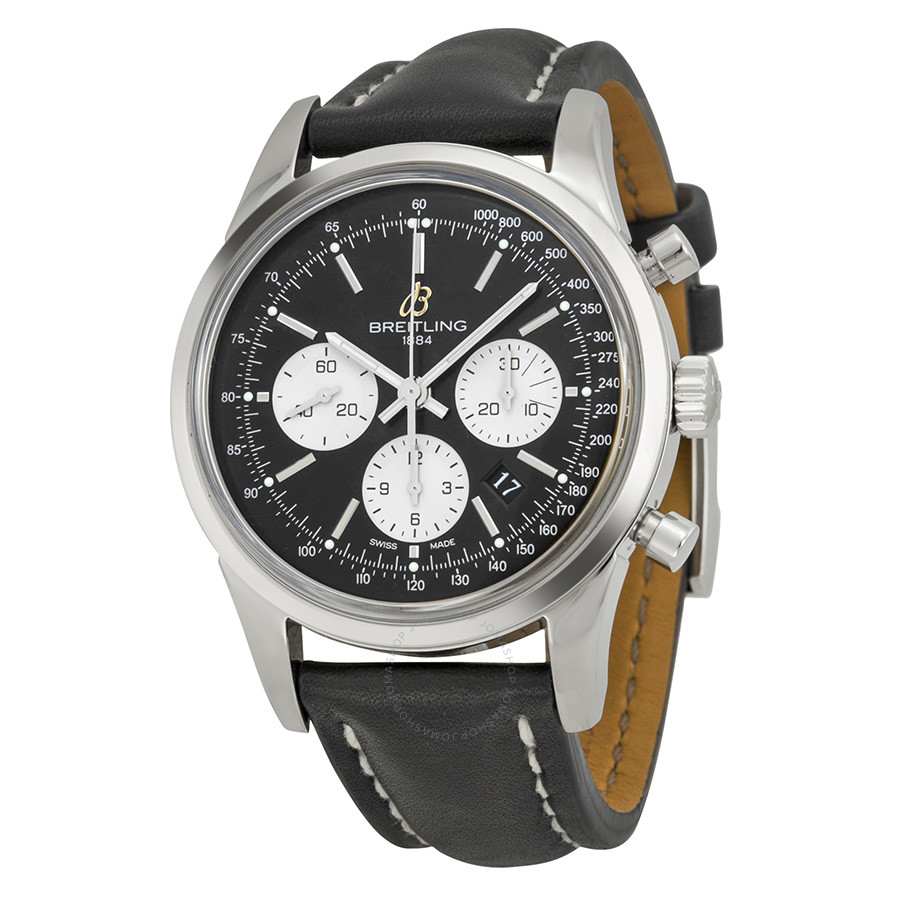 Breitling Transocean Chronograph Black Dial Men's Watch AB015112-BA59BKLT