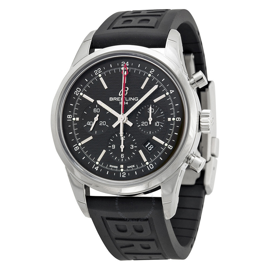 Breitling Transocean Chronograph GMT Black Dial Black Rubber Men's Watch AB045112-BC67-153S-A20DSA.2