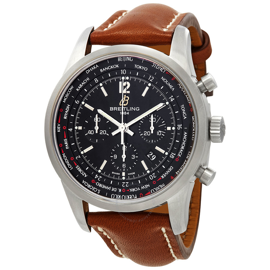 Breitling Transocean Chronograph Unitime Pilot Automatic Black Dial Men's Watch AB0510U6/BC26-439X-A20BASA.1