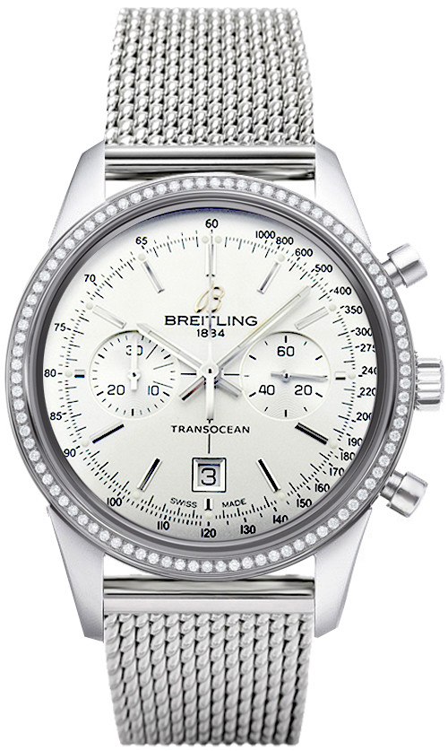 Breitling Transocean Chronograph White Dial Stainless Steel Men's Watch A4131053-G757SS A4131053-G757-171A