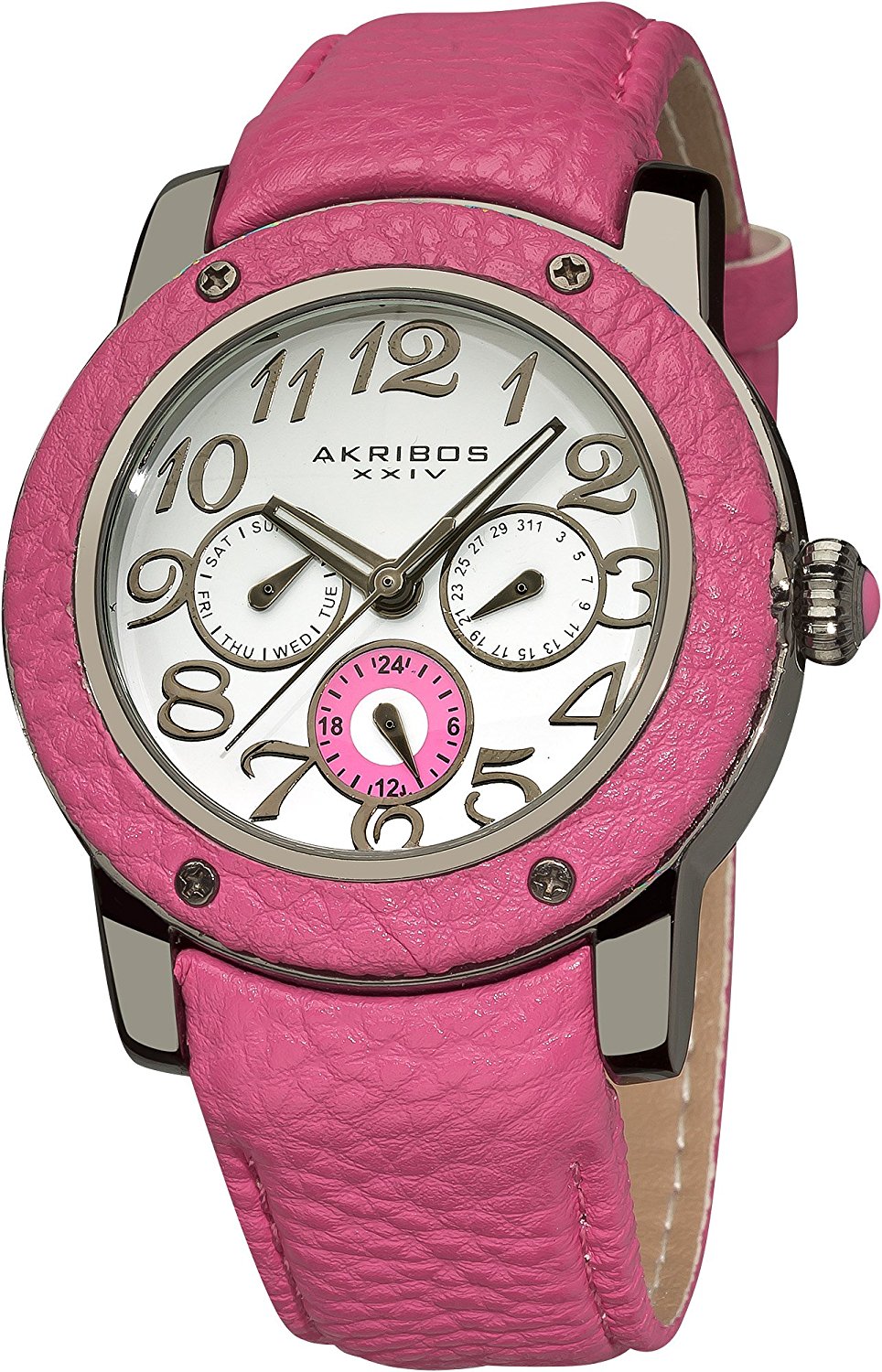 Đồng Hồ Akribos XXIV Women's AK560RD Quartz Multi-Function Genuine Leather Watch