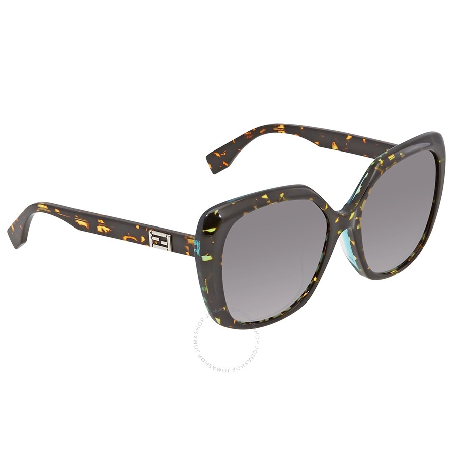 Fendi Baguette Grey Gradient Rectangular Ladies Sunglasses FF 0107/F/S FF 0107/F/S D59/EU