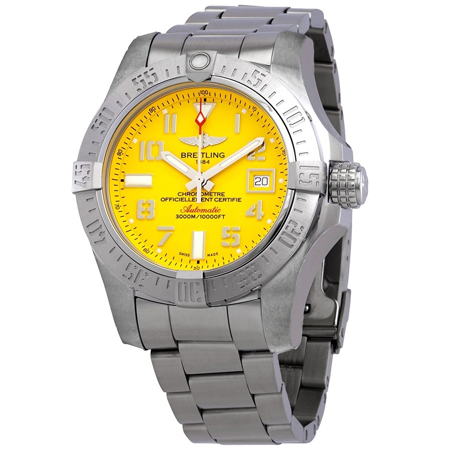 Breitling Avenger II Seawolf Automatic Yellow Dial Men's Watch A17331101I1A1