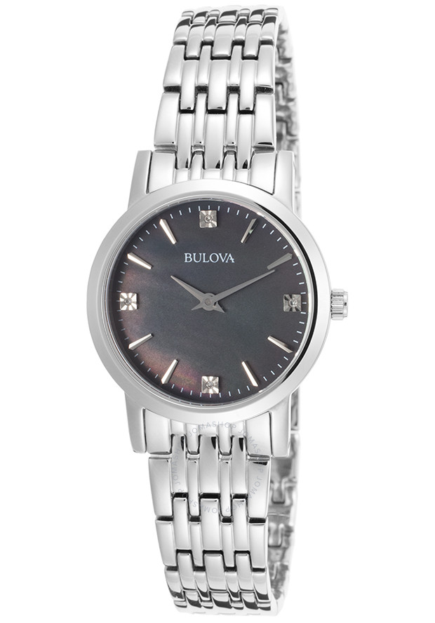 Bulova Diamond Black Dial Ladies Watch 96P148