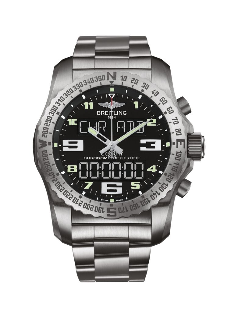 Breitling Cockpit B50 Perpetual Alarm Chronograph Quartz Chronometer Black Dial Men's Watch EB5010221B1E1