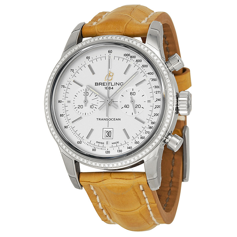 Breitling Transocean Automatic Silver Dial Camel Leather Unisex Watch A4131053-G757CMCT