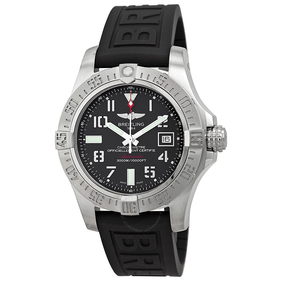 Breitling Avenger II Seawolf Black Dial Black Rubber Automatic Men's Watch A1733110-F563BKPD3 A1733110-F563-153S-A20DSA.2