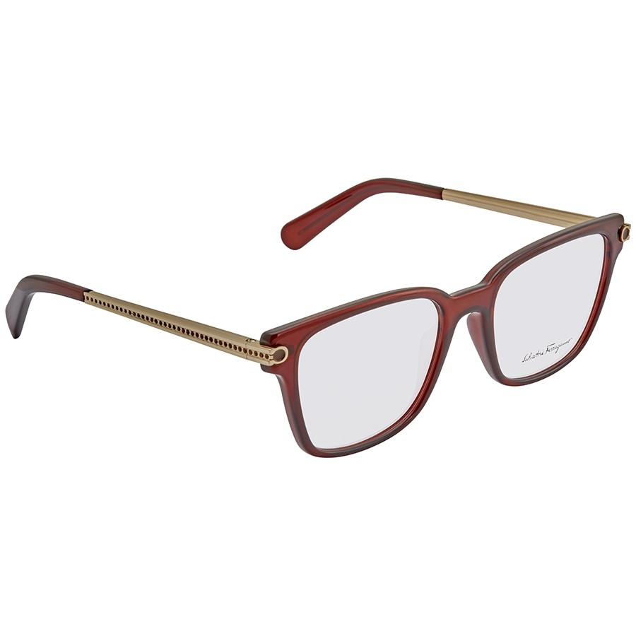 Ferragamo Brown Gold Square Ladies Eyeglasses SF2773R21052