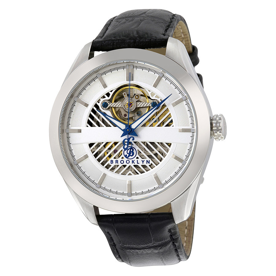 Brooklyn Watch Co. Brooklyn Pierrepont Skeleton Automatic Silver Dial Men's Watch 200-M1121