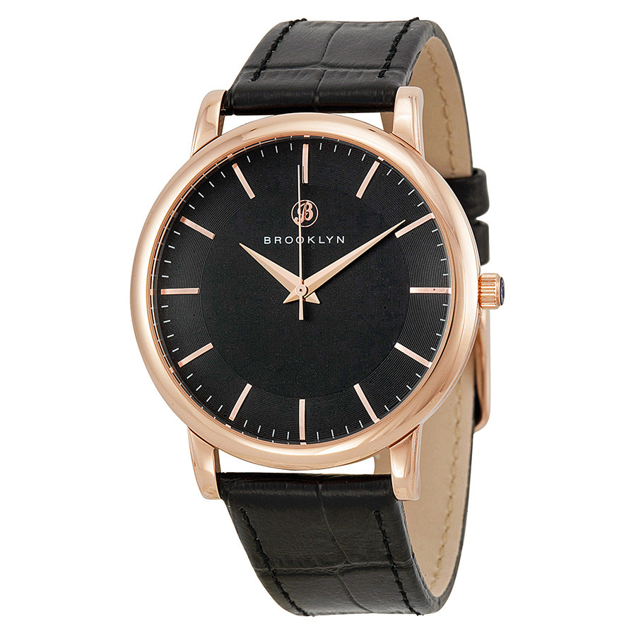 Brooklyn Watch Co. Myrtle Black Dial Black Leather Swiss Quartz Men's Watch MY-RG-BK-BK