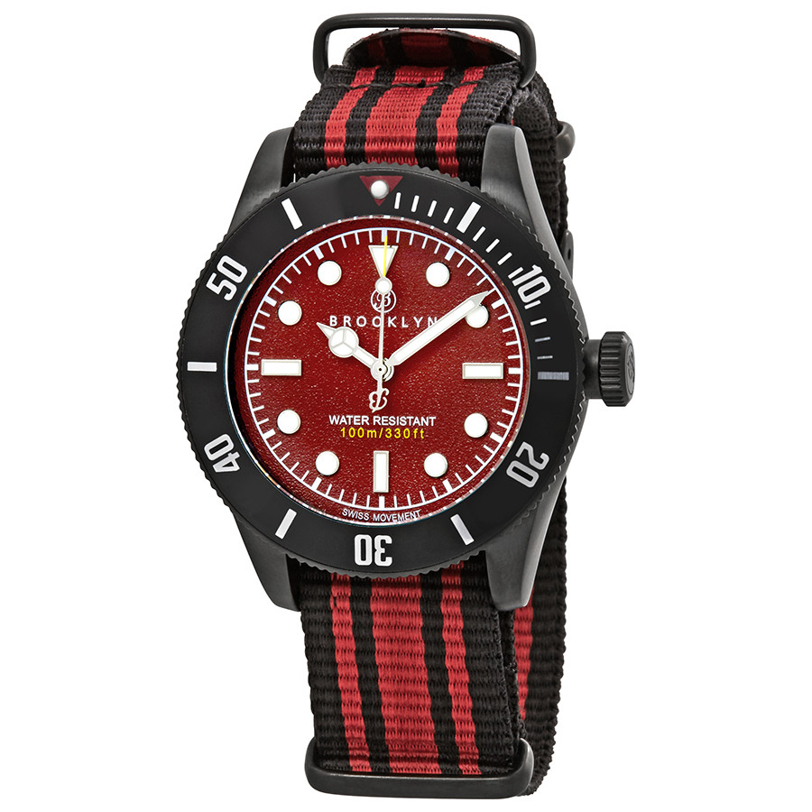 Brooklyn Watch Co. Black Eyed Pea Red Dial Men's Watch 306-G-05-BB-NSRDS