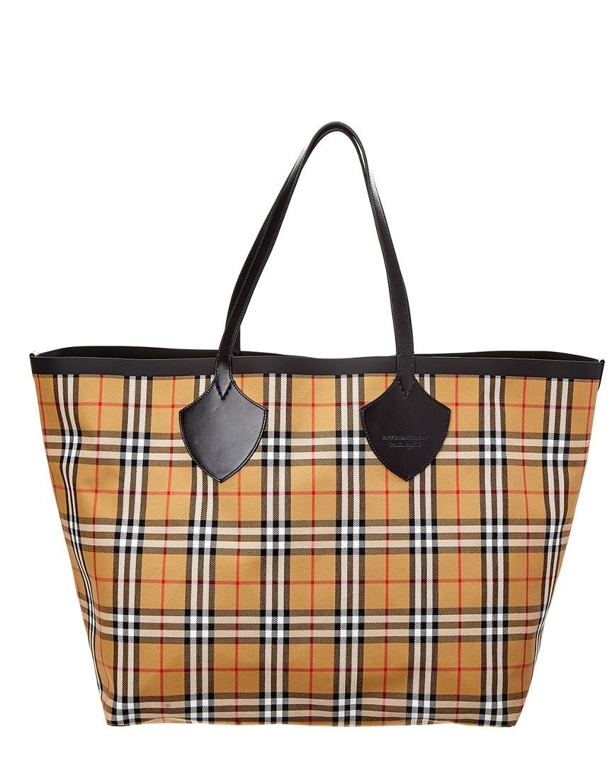 Burberry Giant Reversible Vintage Check Canvas and Leather Tote 4069608