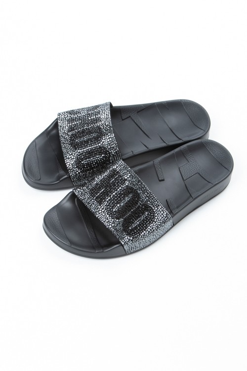Jimmy Choo Ladies Slipper  Black Rey F Slide Crystal Sandals Size 37 184 REY/F CYR BLACK MIX