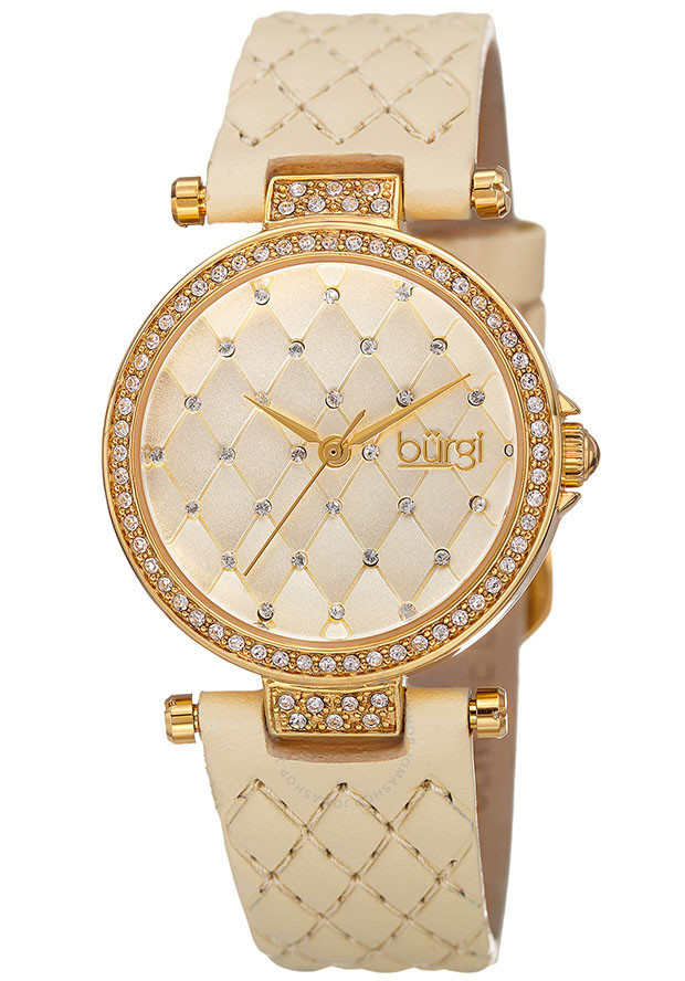 Burgi Crystal Beige Quilted  Dial Ladies Watch BUR154BG