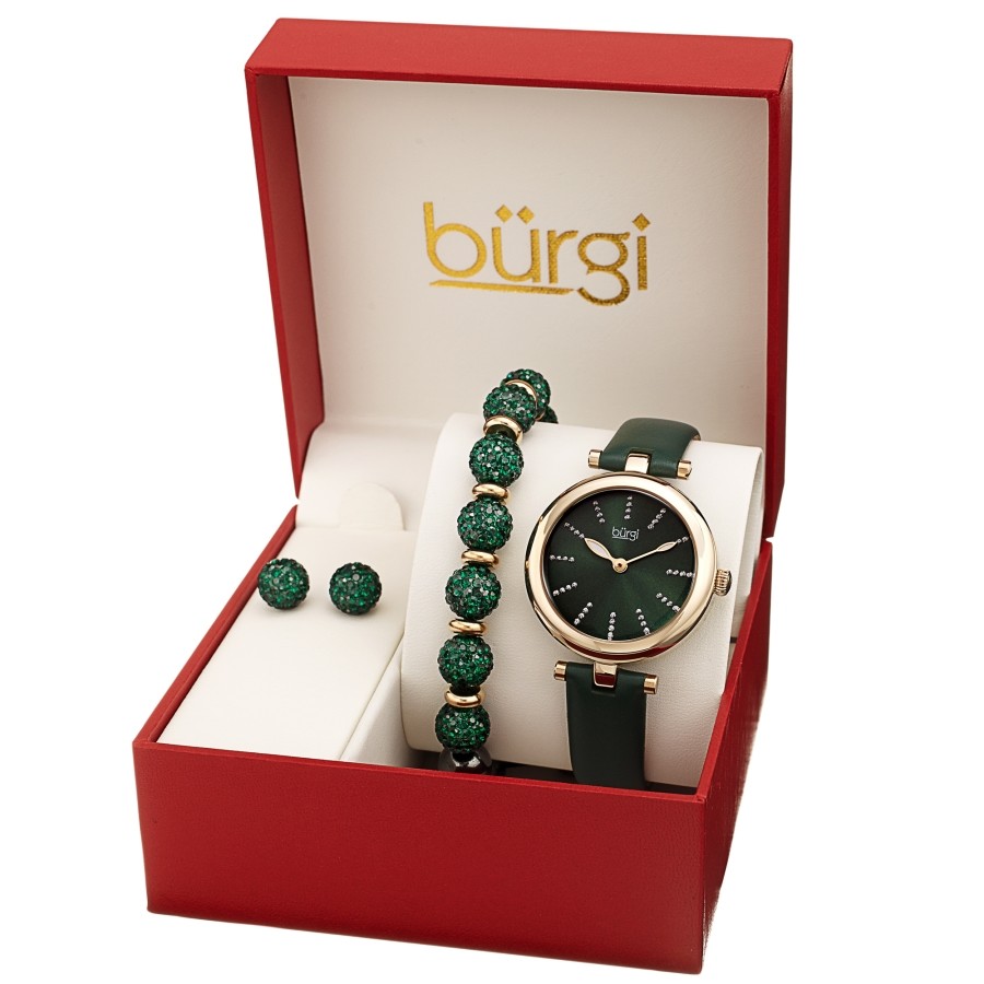 Burgi Quartz Green Dial Ladies Watch BUR241GN-S