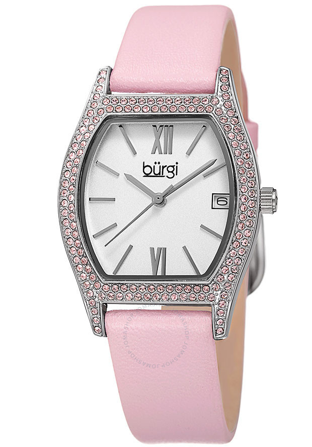 Burgi White Dial Ladies Ladies Pink Leather Watch BUR166PK