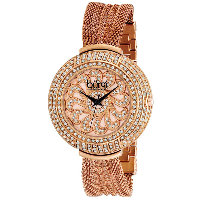 Burgi Rose Gold-tone Stainless Steel Ladies Watch BUR051RG