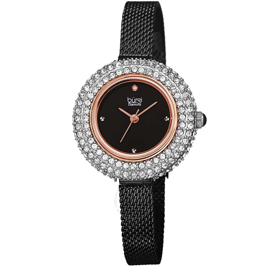 Burgi Diamond Black Dial Ladies Watch BUR236BKR