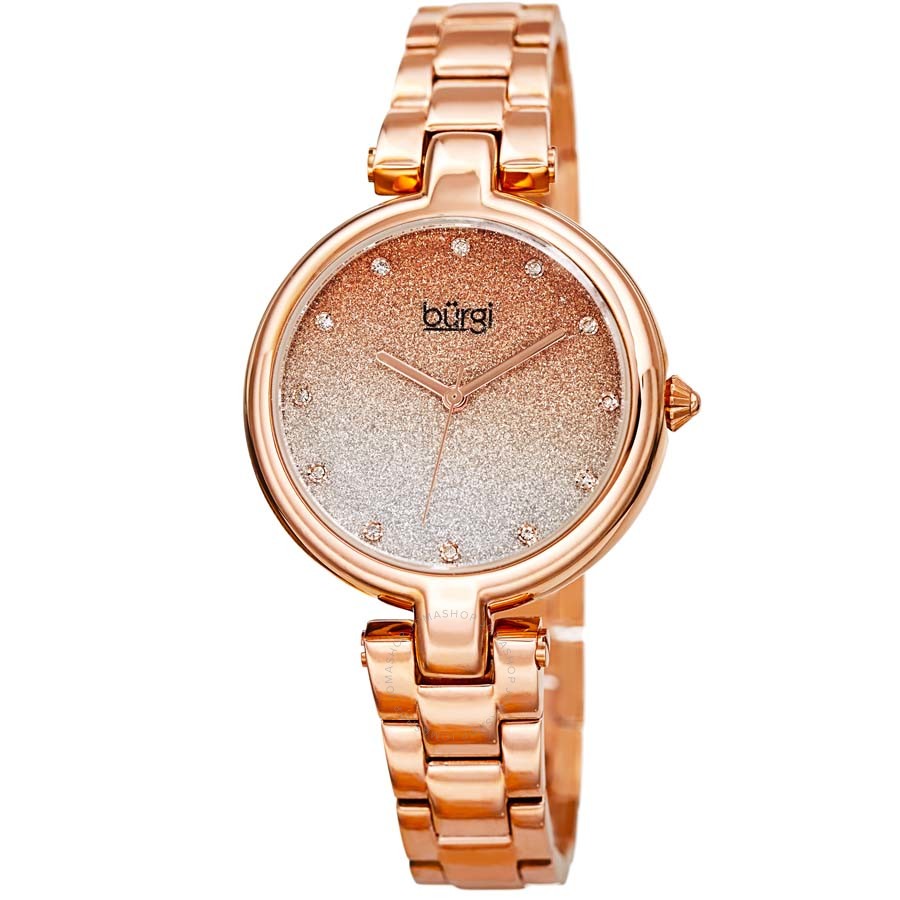 Burgi Ladies Glitter Ombre Swarovski Crystal Dial Bracelet Watch BUR226RG