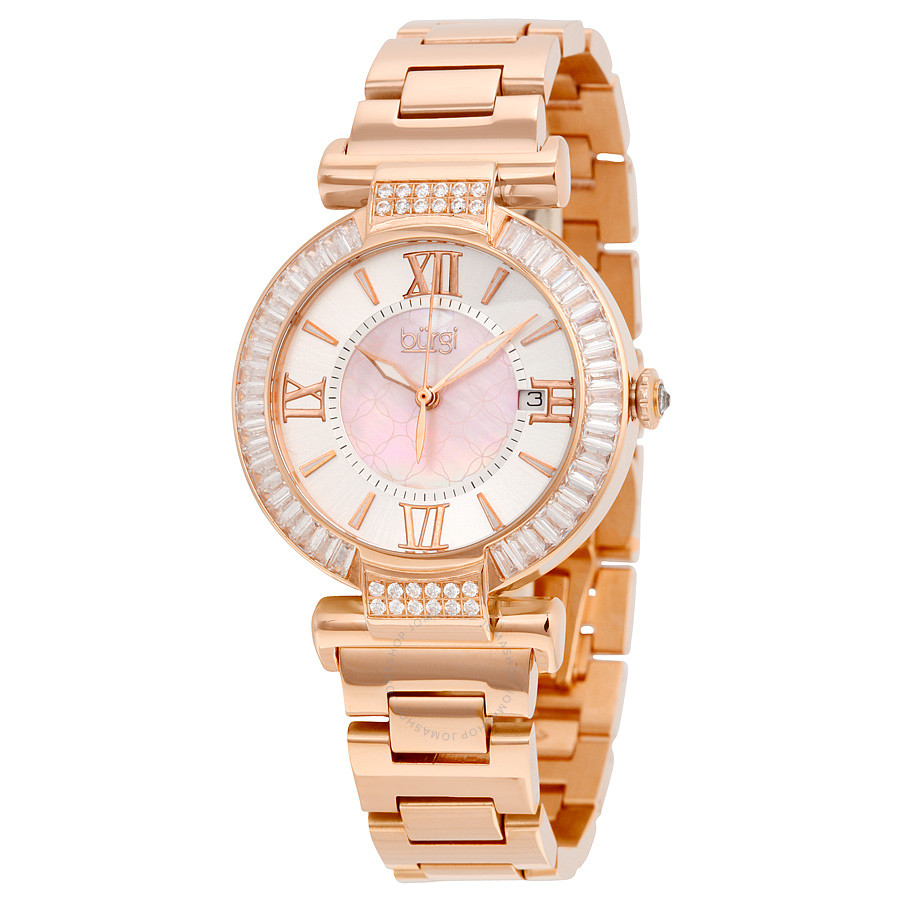 Burgi Mother of Pearl Dial Rose Gold-tone Bracelet Ladies Watch BUR082RG