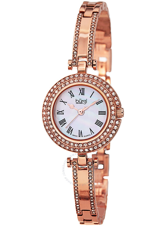 Burgi Mother of Pearl Dial Rose Gold-tone Brass Case Ladies Watch BUR108RG