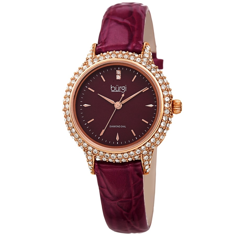 Burgi Quartz Diamond Purple Dial Ladies Watch BUR249PU