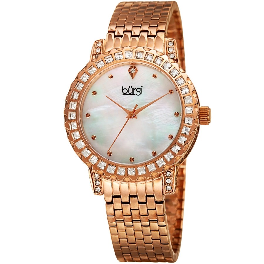 Burgi Quartz White Dial Ladies Watch BUR176RG