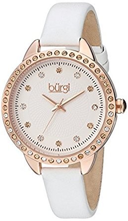 Burgi Silver Dial Ladies Leather Watch BUR161WT