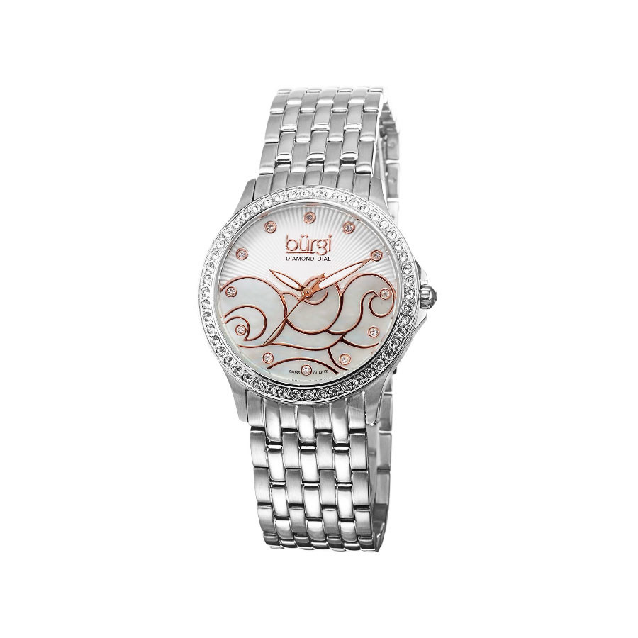 Burgi Silver Dial Stainless Steel Bracelet Ladies Watch BUR081SS