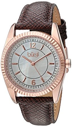 Burgi Mother Of Pearl Dial Ladies Leather Watch BUR167GY