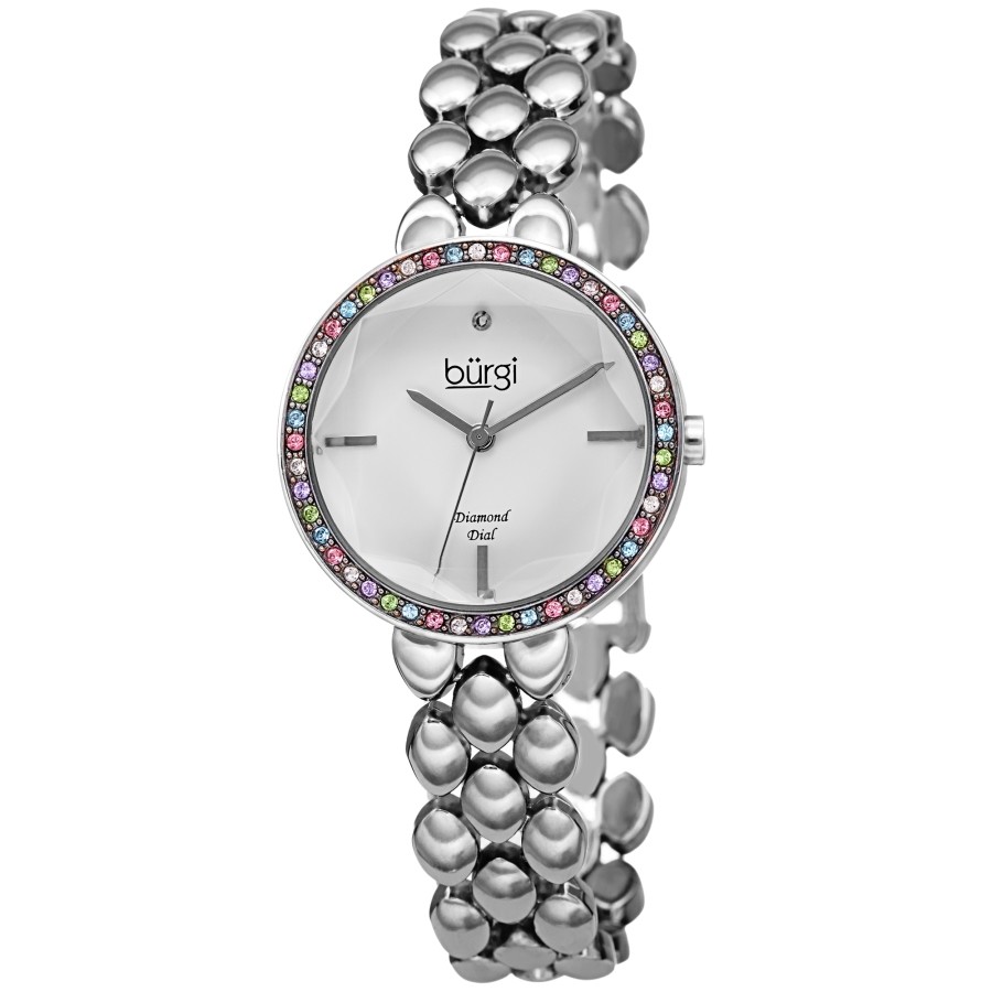 Burgi Quartz Diamond White Dial Ladies Watch BUR242SS