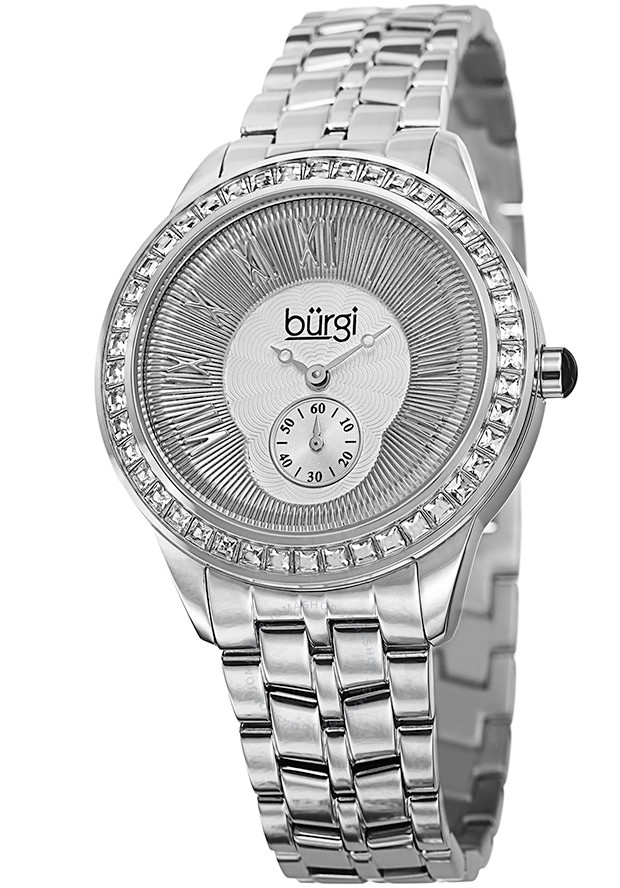 Burgi Silver Dial Stainless Steel Case Ladies Watch BUR106SS