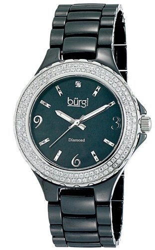 Burgi Black Moher of Pearl Dial Black Ceramic Ladies Watch BUR047BK