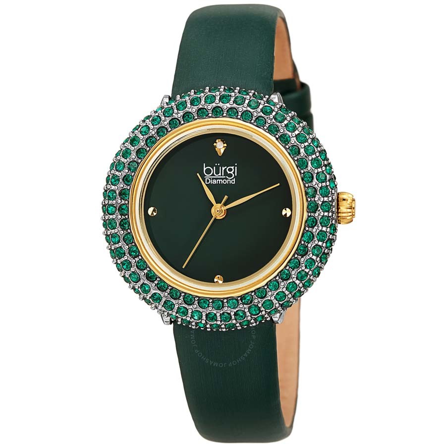 Burgi Diamond Green Dial Ladies Watch BUR227YGN