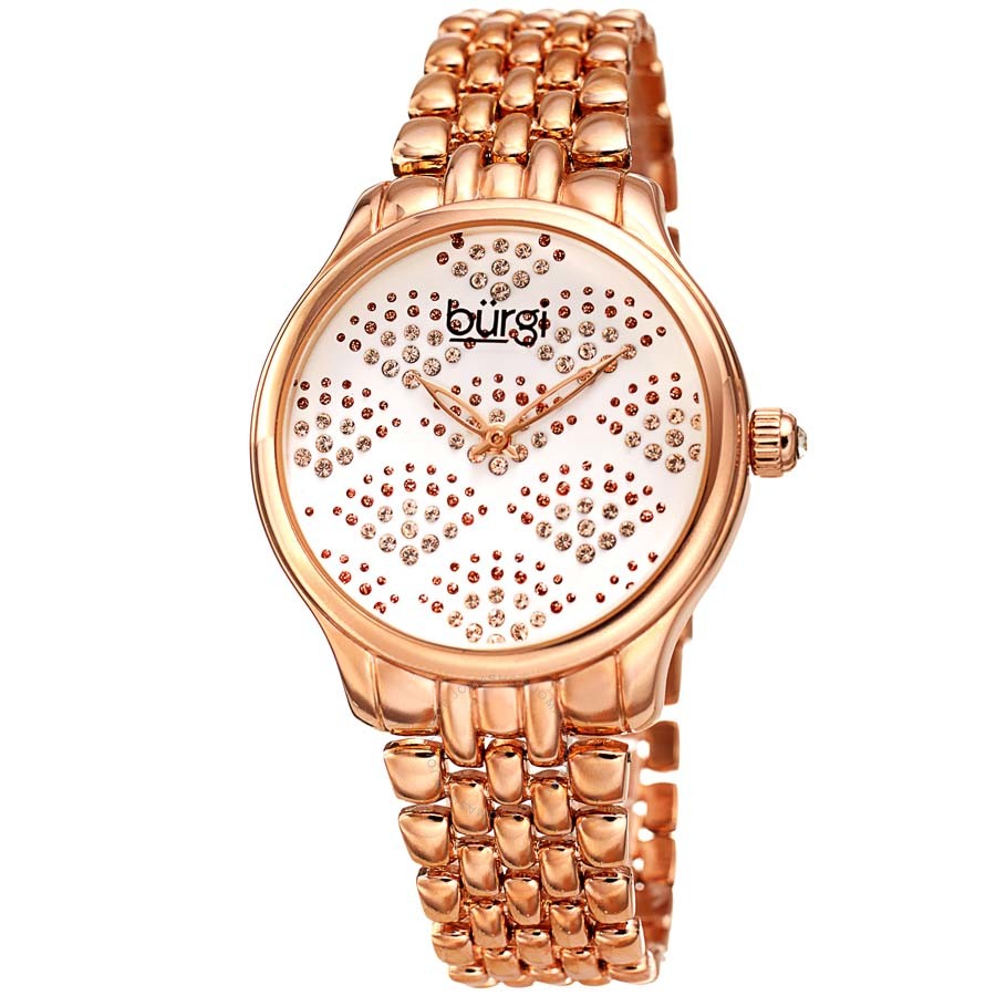 Burgi Ladies Swarovski Crystal Pebble Style Bracelet Watch BUR205RG