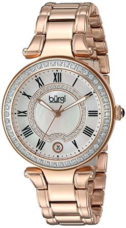 Burgi Mother Of Pearl Dial Ladies Rose Gold Tone Watch BUR165RG