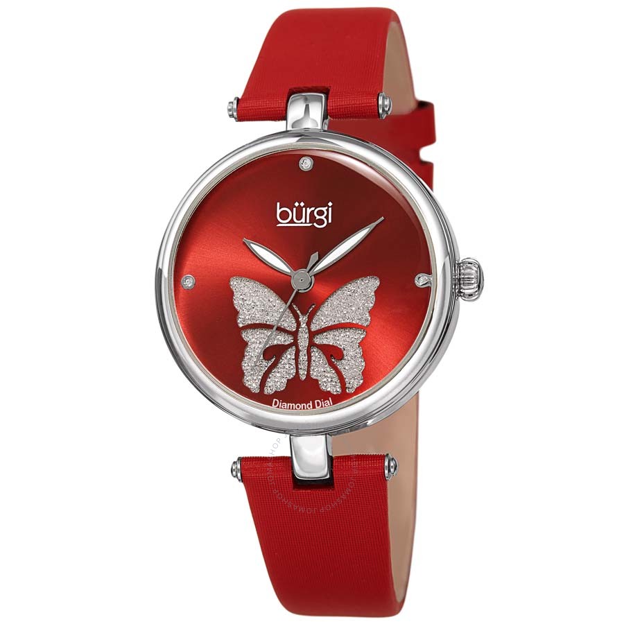 Burgi Crystal Red Dial Ladies Watch BUR233RD