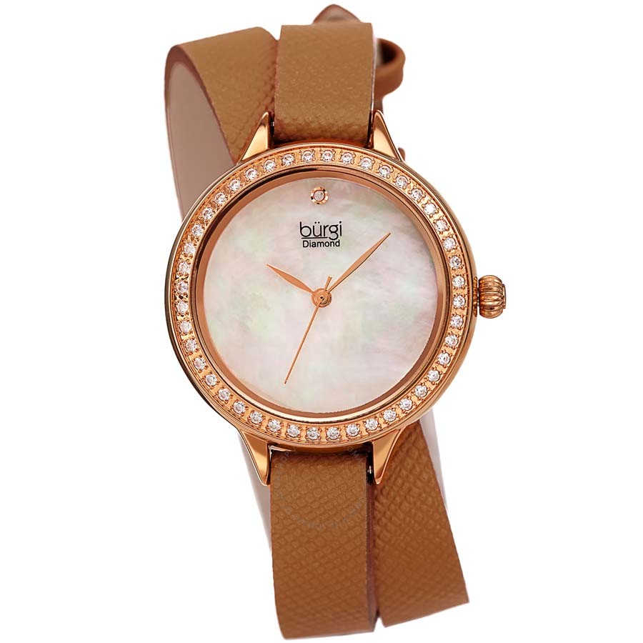 Burgi Diamond White Mother of Pearl Dial Ladies Watch BUR224BR