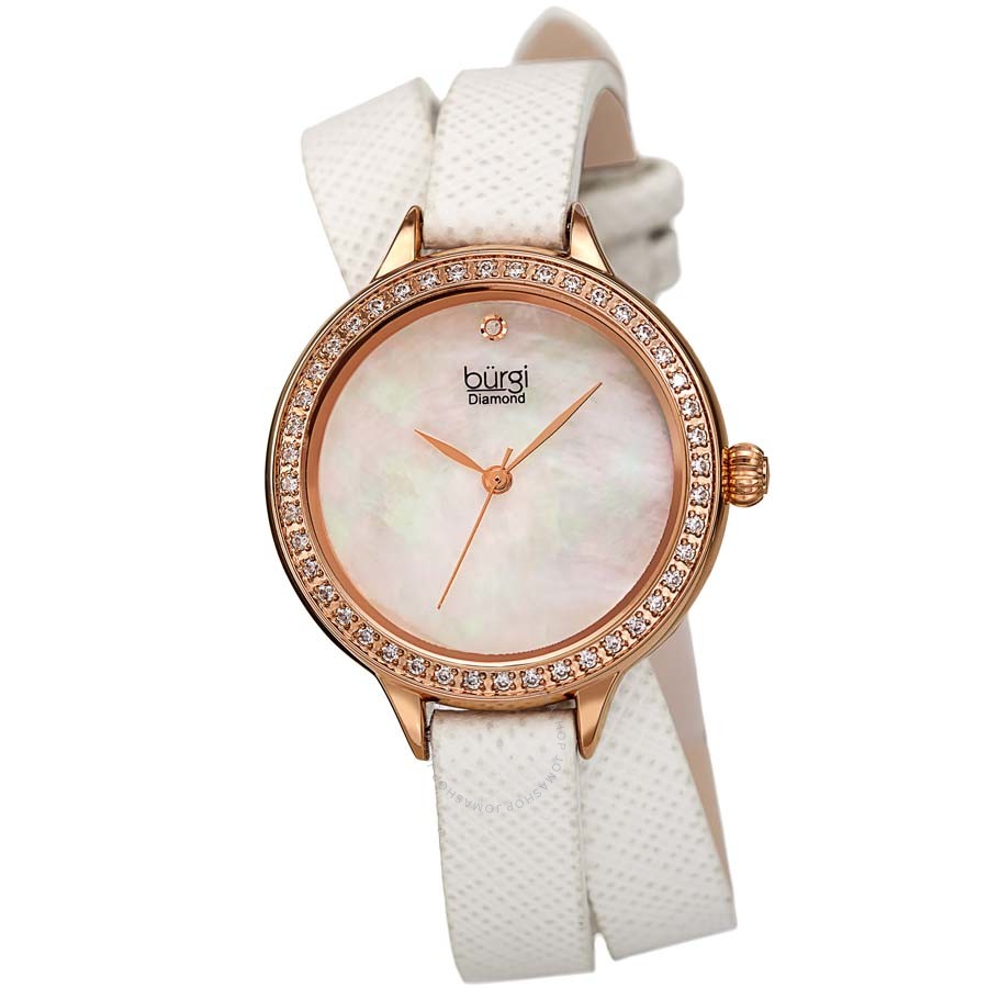 Burgi Diamond White Mother of Pearl Dial Ladies Watch BUR224WT