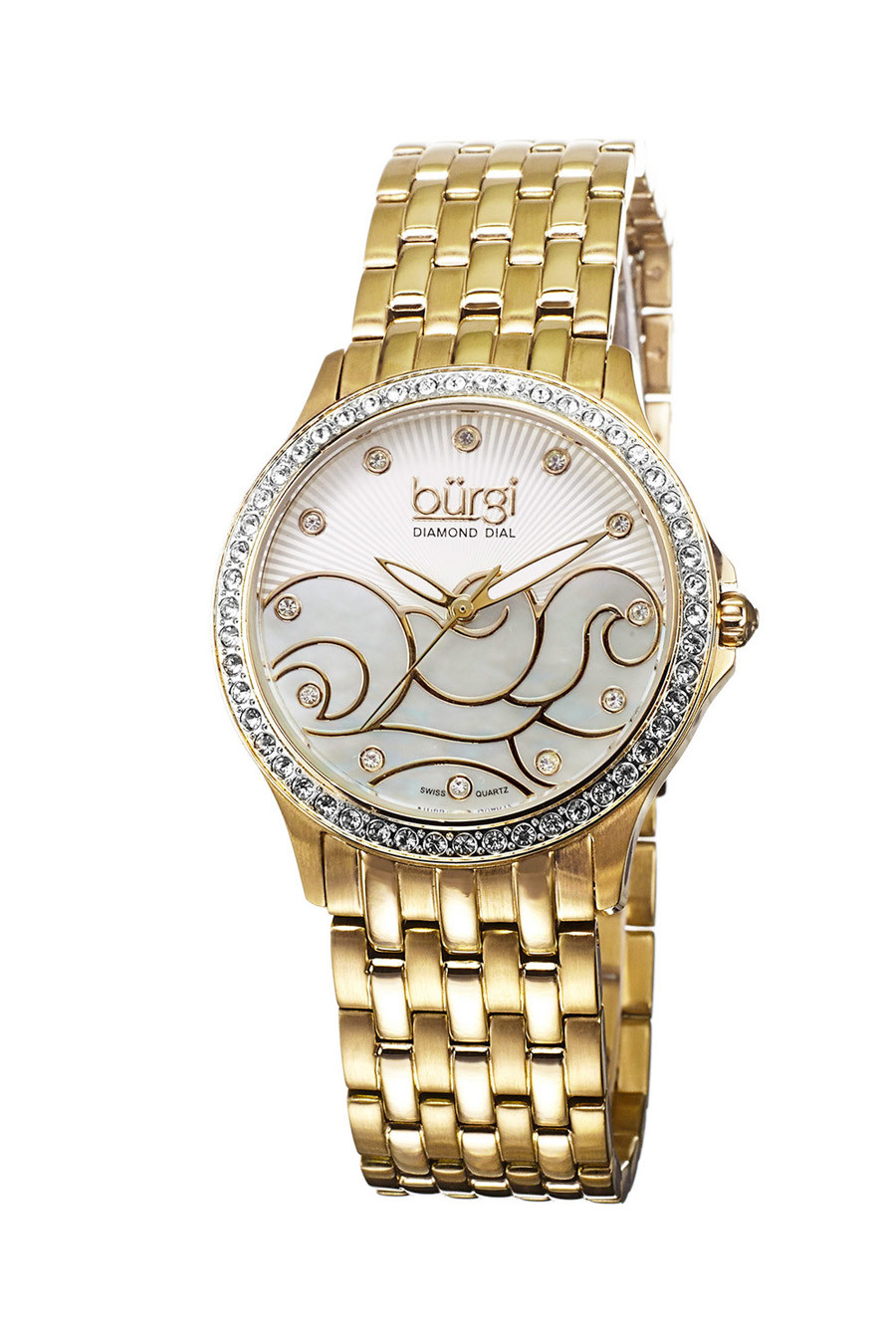 Burgi Mother of Pearl Dial Gold-tone Ladies Watch BUR081YG