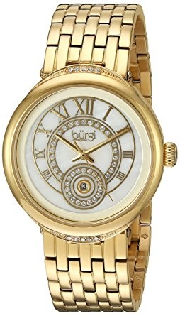 Burgi Mother Of Pearl Dial Ladies Gold Tone Watch BUR164YG