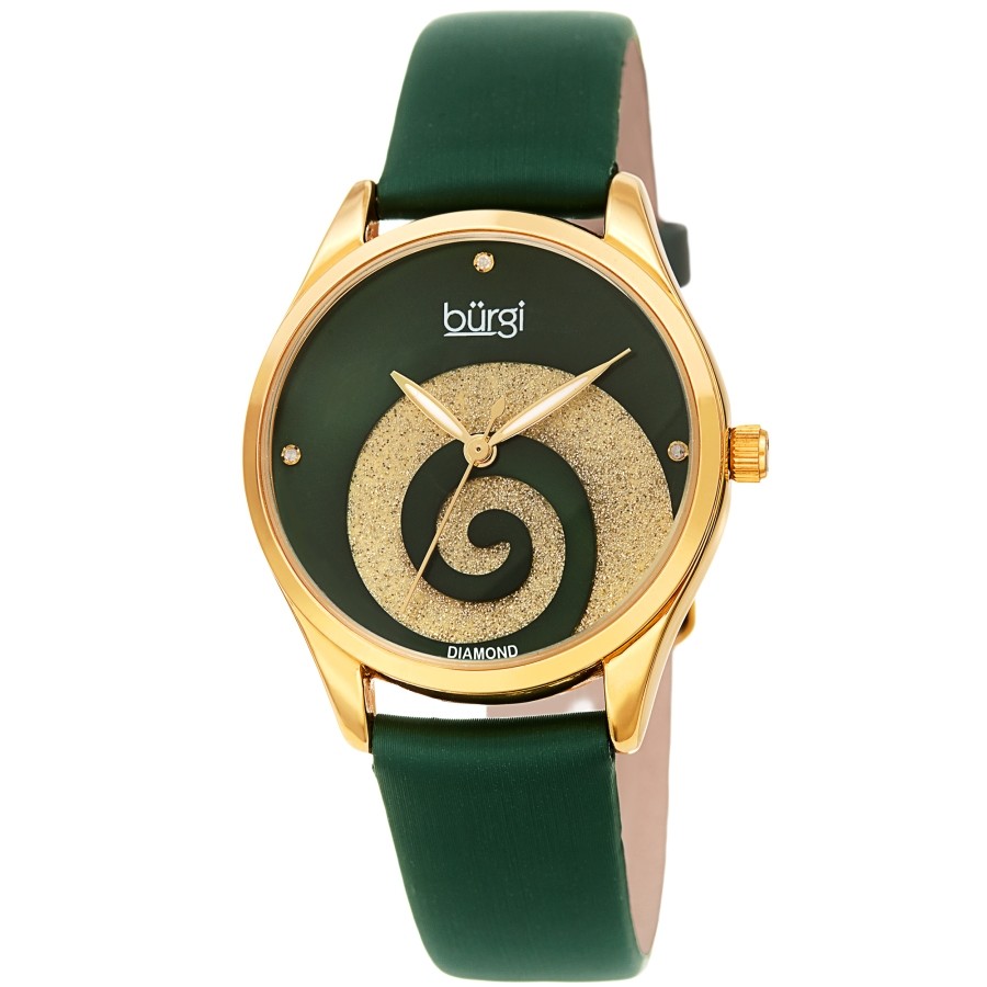 Burgi Quartz Diamond Green Dial Ladies Watch BUR201GN